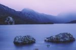 Cradle Mountain In Tasmania On A Cloudy Day Stock Photo