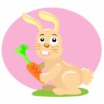 Rabbit With Carrot Stock Photo