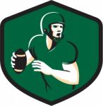 American Football Quarterback Qb Shield Retro Stock Photo