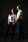 Handsome Young Couple In Studio Stock Photo