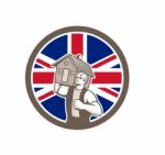 British House Removal Union Jack Flag Icon Stock Photo