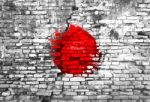 Japan Flag Painted On Wall Stock Photo