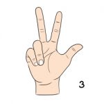 Sign Language,number 3 Stock Photo