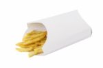 Remaining French Fried In Box On White Background Stock Photo