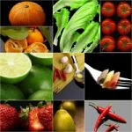 Organic Vegetarian Vegan Food Collage  Dark Stock Photo