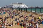 Crowded Eastbourne Beach For The Airbourne Show Stock Photo