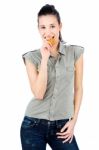 Girl Eating Cake Stock Photo