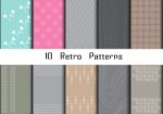 10 Retro Different  Seamless Patterns Stock Photo