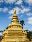 The Ancient Golden Pagoda In Chiangmai,the Northern Province Of Thailand Stock Photo