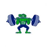 Alligator Lifting Heavy Barbell Mascot Stock Photo