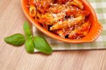 Spicy Chicken Penne Pasta Stock Photo