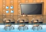 Cartoon  Illustration Interior Classroom With Separated Layers Stock Photo