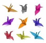 Origami Paper Birds Stock Photo