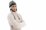 Handsome Man Wearing Woolen Cap Stock Photo