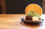 Green Tea Ice Cream With Red Bean Stock Photo