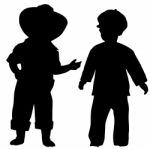 Silhouette Kids On White Stock Photo