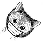 Illustration Of Cat With Mask Hand Drawn Stock Photo