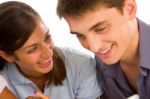 Smiling Teenage Couple Stock Photo