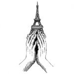 Pray Hands And  Eiffel Tower ,paris Stock Photo