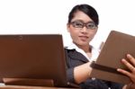 Business Lady Working In Laptop Stock Photo