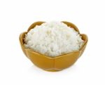 Rice In A Bowl Isolated On A White Background Stock Photo