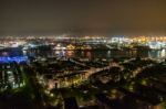 Scenic Of Hamburg Night Cityscape Stock Photo