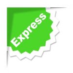 Express Delivery Label Shows High Speed And Courier Stock Photo