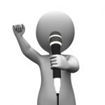 Singer Singing Character Shows Music Or Karaoke Concert Stock Photo