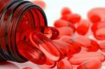 Red Soft Gelatin Capsule Stock Photo