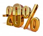 3d Gold 20 Twenty Percent Discount Sign Stock Photo