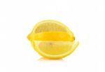 Yellow Lemon Isolated On The White Background Stock Photo