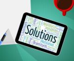 Solutions Word Represents Solve Wordcloud And Resolve Stock Photo