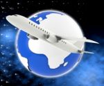 World Plane Means Travel Guide And Air Stock Photo