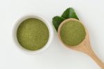 Ground Kaffir Lime Leaves In Bowl Stock Photo