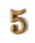 Wooden Numeric 5 Stock Photo