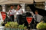 Musicia Playing In St Marks Square Venice Stock Photo