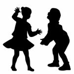 Silhouettes Of Kids Stock Photo