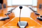 Meeting Room And Microphone Stock Photo