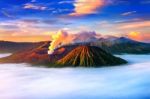 Mount Bromo Volcano (gunung Bromo)in Bromo Tengger Semeru National Park, East Java, Indonesia Stock Photo