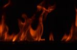 Beautiful Fire Flames On Black Background Stock Photo