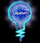 Creativity Lightbulb Shows Inventions Designs And Design Stock Photo