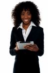 Businesswoman Using Tablet Pc Stock Photo