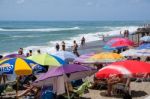 Fuengirola, Andalucia/spain - July 4 : People Enjoying The Beach Stock Photo