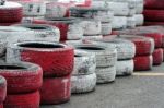 Old Tires On Racing Track Stock Photo