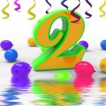 Number Two Party Displays Birthday Celebration Or Party Stock Photo