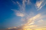 Dramatic Cloudy Sky In Twilight Time Stock Photo