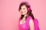 Teenage School Girl Enjoying Music Stock Photo