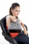 Young Girl Sitting On Chair Stock Photo