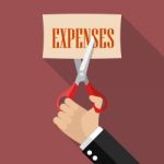 Businessman Cutting Expenses Paper Stock Photo