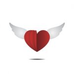 Heart With Wings Love Flat Design Icon  Illustration Stock Photo